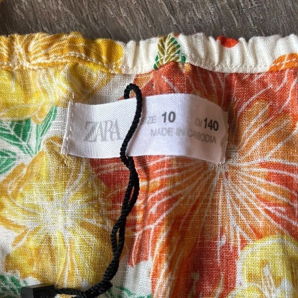 Zara Kids Girls Floral Dress Dress in Orange and Yellow